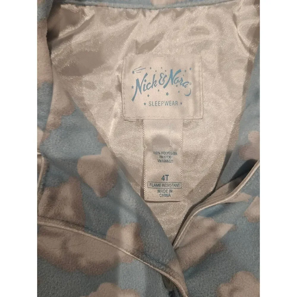 Nick & nora kids 4t cloud pajama set flannel boys girls unisex